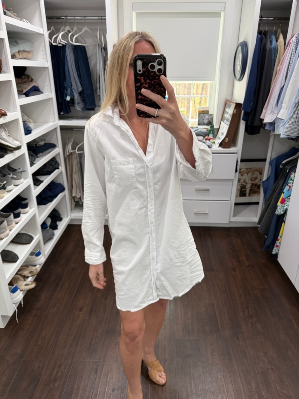 Frank & Eileen White Button-Front Shirt Dress S